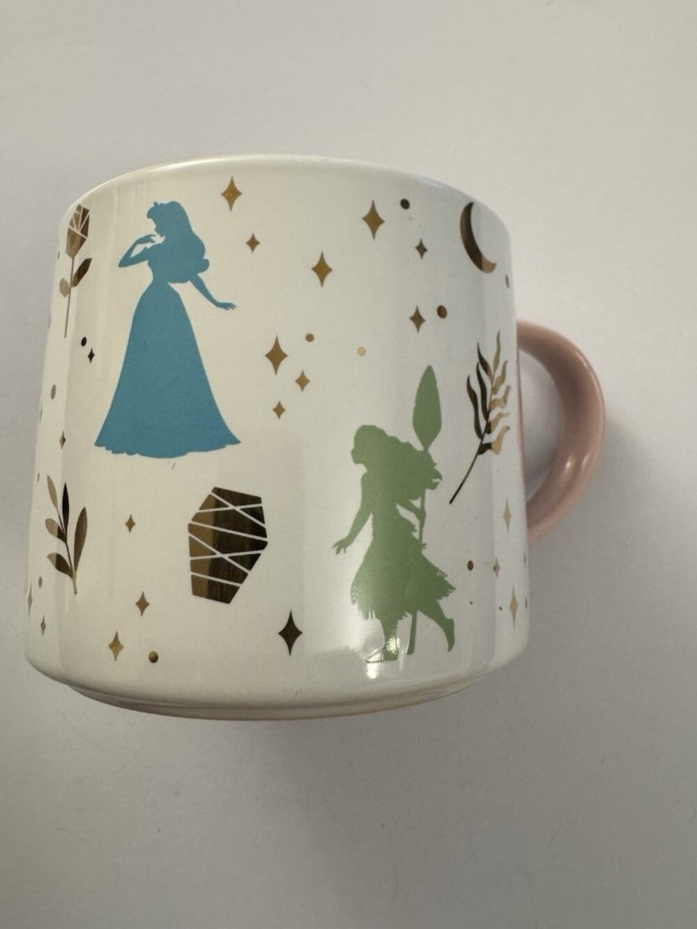 Zak Disney Princess Coffee Mug White Pink Silhouette Ariel Cinderella C44